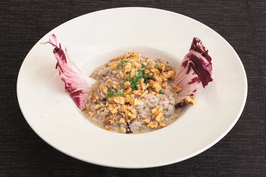 Risotto pere, speck e noci