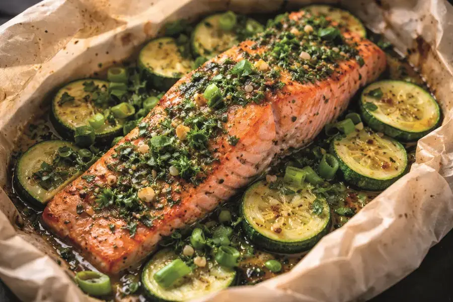 Salmone in crosta di zucchine