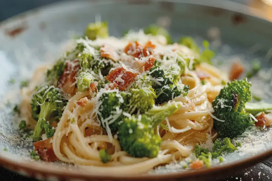 Pasta integrale con broccoli e guanciale